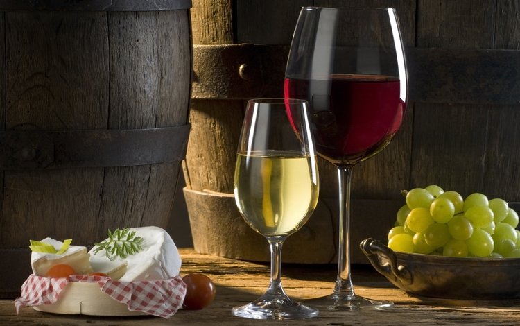 виноград, красное, сыр, вино, белое, бокалы, бочки, бочка, алкоголь, grapes, red, cheese, wine, white, glasses, barrels, barrel, alcohol