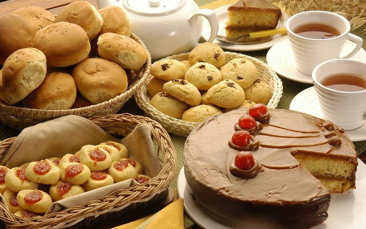 еда, вишня, шоколад, сладкое, печенье, торт, булочки, сладкий стол, food, cherry, chocolate, sweet, cookies, cake, buns, sweet table