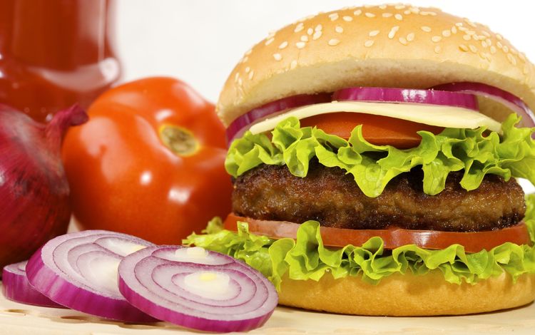 гамбургер, помидоры, булка, фаст фуд, быстрое питание, hamburger, tomatoes, roll, fast food