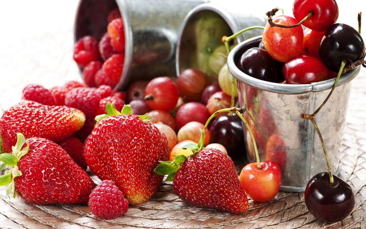 малина, клубника, черешня, ягоды, крыжовник, raspberry, strawberry, cherry, berries, gooseberry