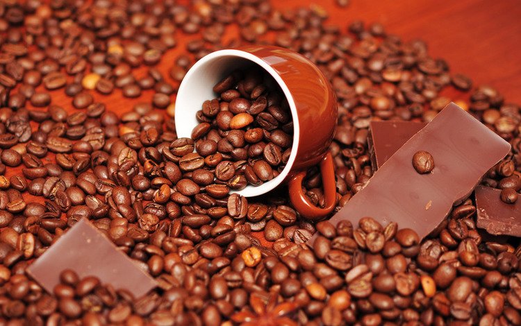 зерна, кофе, чашка, шоколад, вкусно, grain, coffee, cup, chocolate, delicious