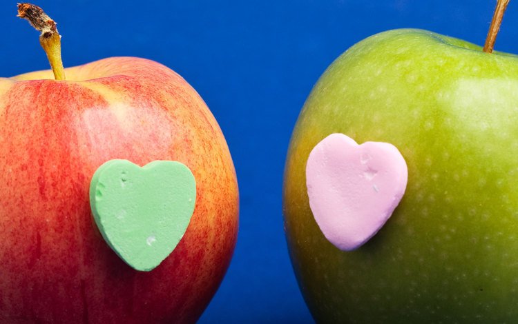 сердечко, сердце, фрукт, яблоко, эппл, heart, fruit, apple
