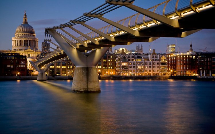 мост, лондон, темза, здания, мост миллениум, пешеходный мост, bridge, london, thames, building, millenium bridge