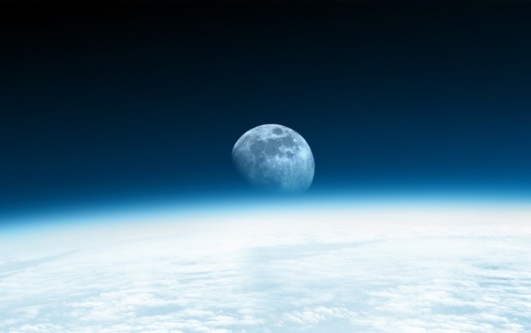 облака, земля, космос, горизонт, луна, атмосфера, clouds, earth, space, horizon, the moon, the atmosphere