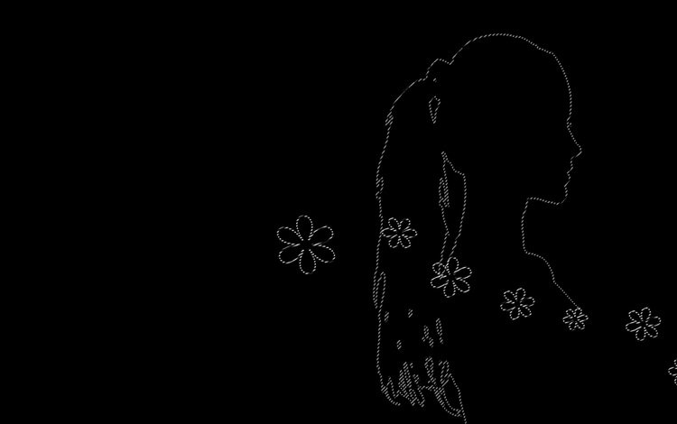 цветы, девушка, пунктир, flowers, girl, the dotted line