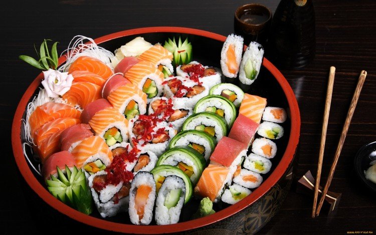 рыба, рис, суши, роллы, морепродукты, японская кухня, fish, figure, sushi, rolls, seafood, japanese cuisine