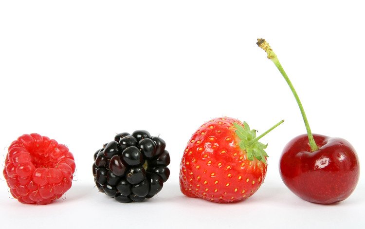 малина, ягода, клубника, белый фон, вишня, ежевика, raspberry, berry, strawberry, white background, cherry, blackberry