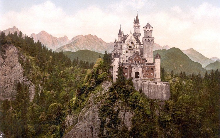 замок, германия, нойшванштайн, бавария, замок нойшванштайн, замок на горе, castle, germany, neuschwanstein, bayern, neuschwanstein castle, the castle on the hill