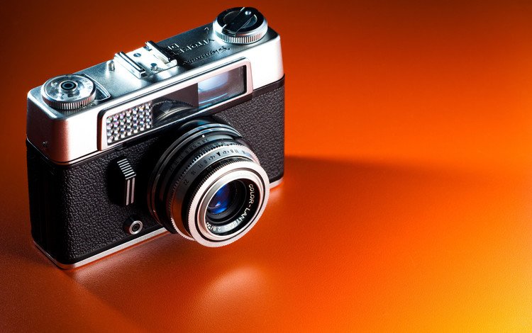 фотоаппарат, voigtlander, vitoret, оранжевый фон, dr, the camera, orange background