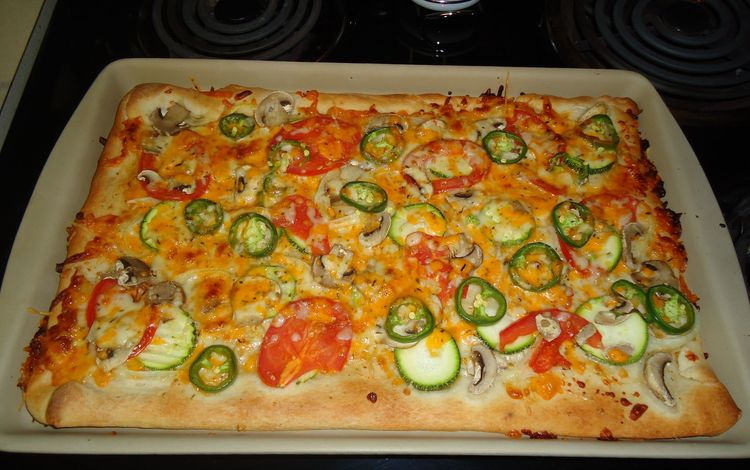овощи, выпечка, большая, пицца, домашняя, vegetables, cakes, large, pizza