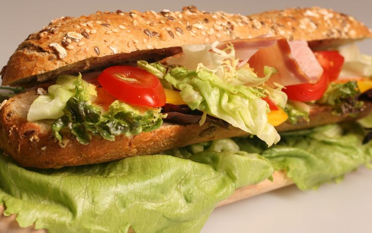 зелень, листья, бутерброд, овощи, большой, сандвич, салата, ветчина, greens, leaves, sandwich, vegetables, large, salad, ham