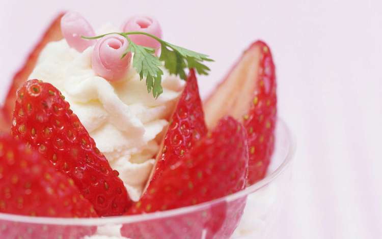 клубника, сливки, десерт, strawberry, cream, dessert