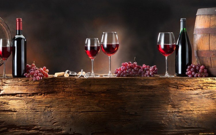 дерево, виноград, вино, бокалы, бочка, красное вино, бутылка вина, tree, grapes, wine, glasses, barrel, red wine, a bottle of wine