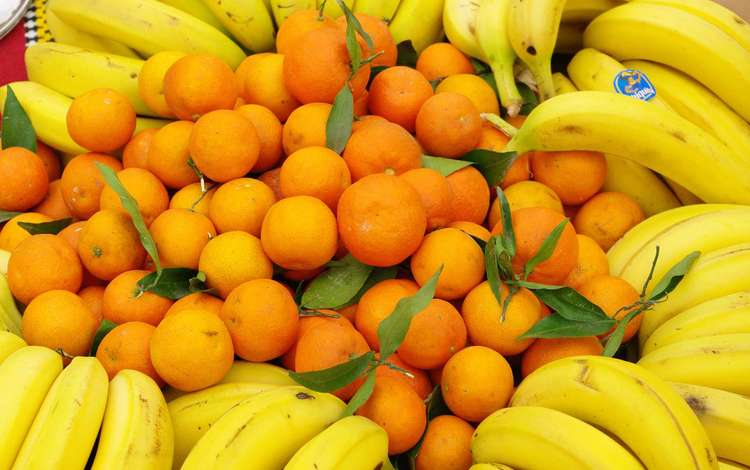 фрукты, апельсины, бананы, fruit, oranges, bananas