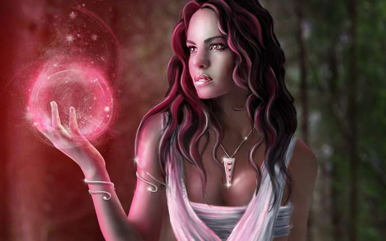 девушка, колдунья, магический шар, girl, the witch, magic ball
