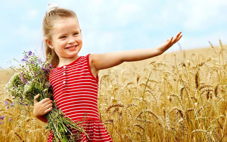 поле,  цветы, дети, улыбается, девочка, милая маленькая девочка, пшеница, дитя, пшеничное поле, букет, ребенок, счастье, детство, field, flowers, children, smiling, girl, cute little girl, wheat, wheat field, bouquet, child, happiness, childhood