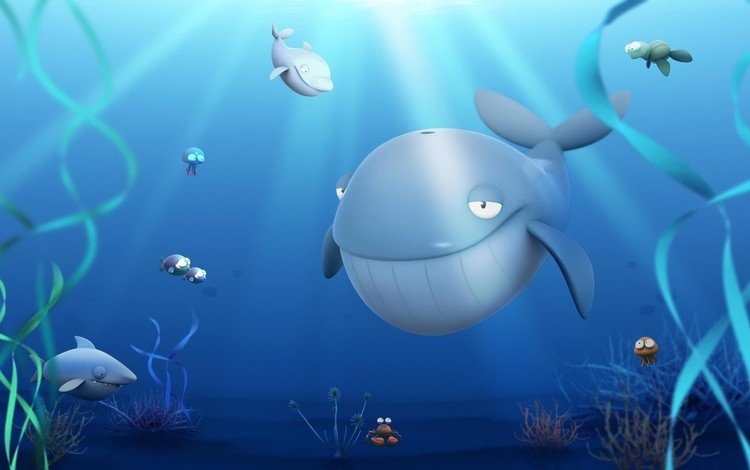 море, дельфины, подводный мир, sea, dolphins, underwater world