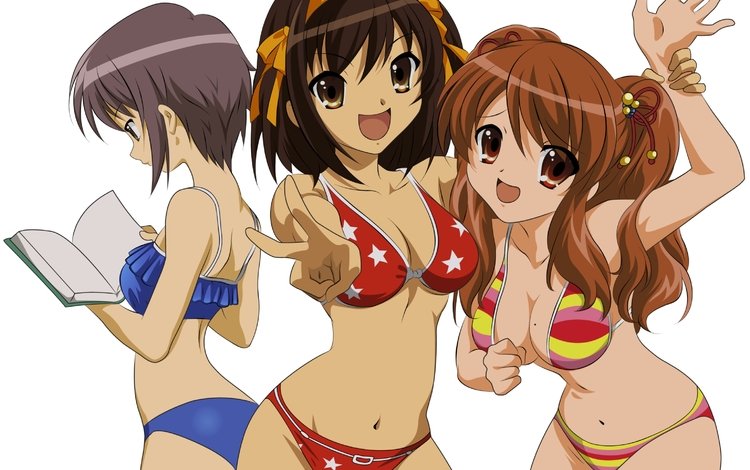 белая, asahina mikuru, nagato yuki, suzumiya haruhi, suzumiya haruhi no yuutsu, duplicate, white