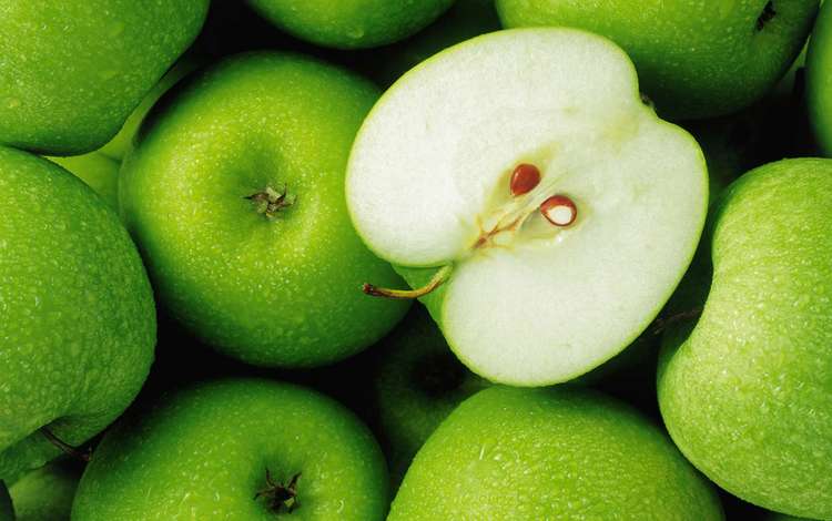 капли, фрукты, яблоки, зеленые, drops, fruit, apples, green