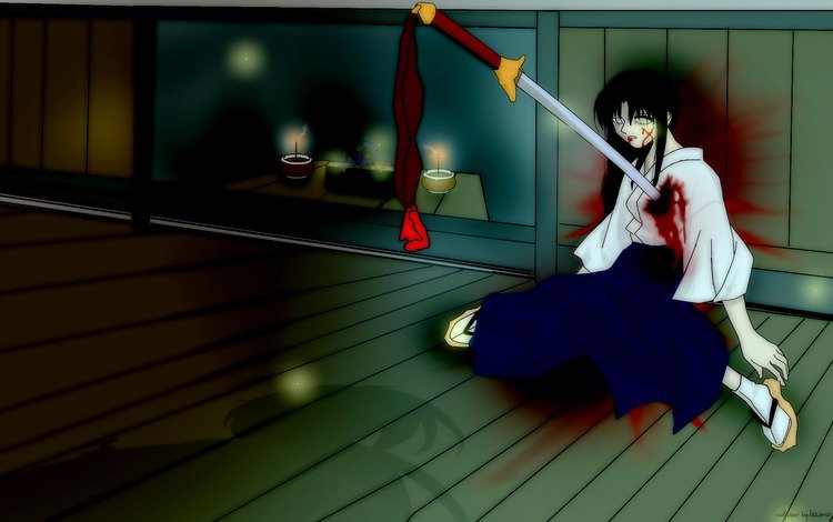 меч, кроваво, оружее, japanese clothes, kamiya kaoru, rurouni kenshin, sword, blood, weapon