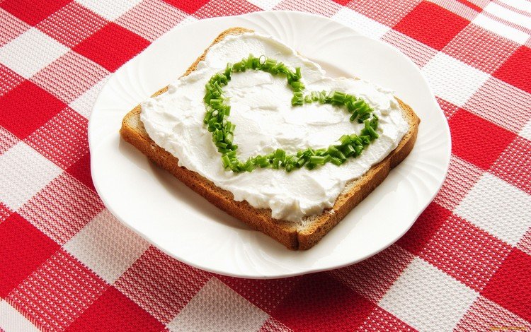 крем для торта, зелень, бутерброд, хлеб, скатерть, cream cake, greens, sandwich, bread, tablecloth