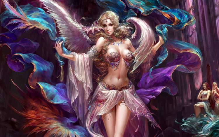 арт, девушка, фентези, крылья, ангел, волосы, кулон, forsaken world: storms of war, art, girl, fantasy, wings, angel, hair, pendant