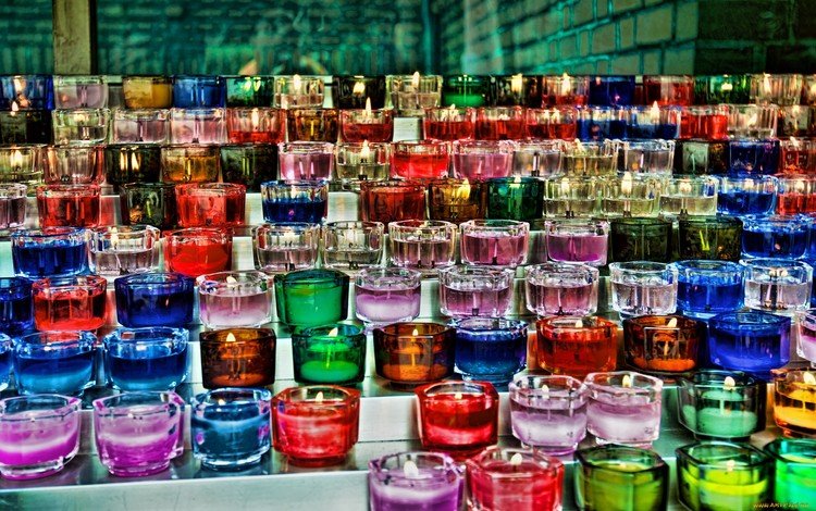свечи, разноцветные, много, окрас, огоньки, candles, colorful, a lot, color, lights