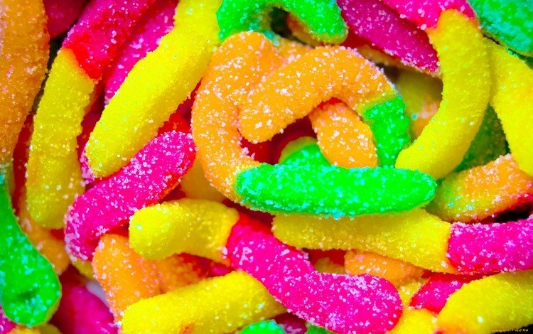 конфеты, сладости, разноцветный, сахар, мармелад, сладкие червячки, candy, sweets, colorful, sugar, marmalade, sweet worms