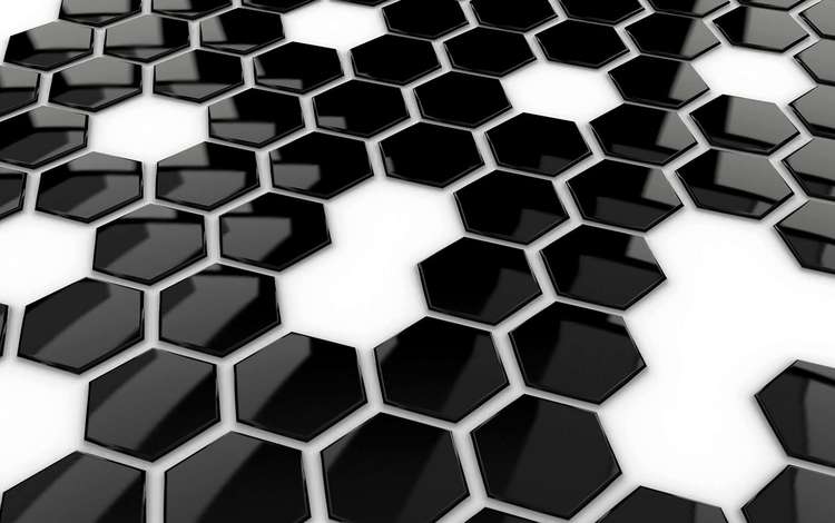 чёрно-белое, мозаика, плитка, шестигранник, black and white, mosaic, tile, hexagon