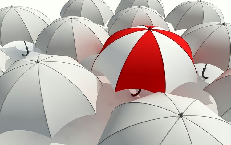 серость, выделяться из толпы, красный, белый, серый, зонт, зонты, зонтики, отличие, не такой как все, not like everyone else, mediocrity, stand out from the crowd, red, white, grey, umbrella, umbrellas, the difference