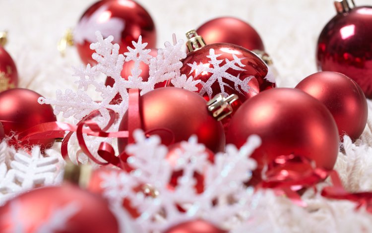 новый год, рождество, шары, новогодние игрушки, украшения, снежинки, красные, ленточки, игрушки, праздник, new year, christmas, balls, christmas toys, decoration, snowflakes, red, ribbons, toys, holiday