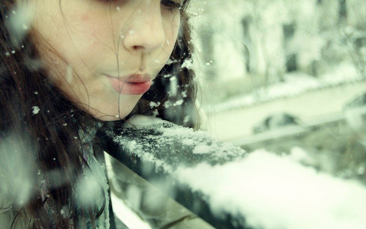 снег, девушка, первый снег, snow, girl, the first snow