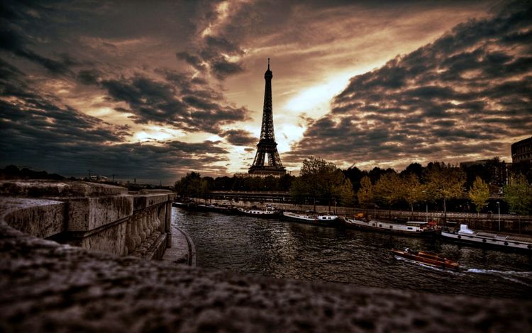 облака, париж, эйфелева башня, clouds, paris, eiffel tower