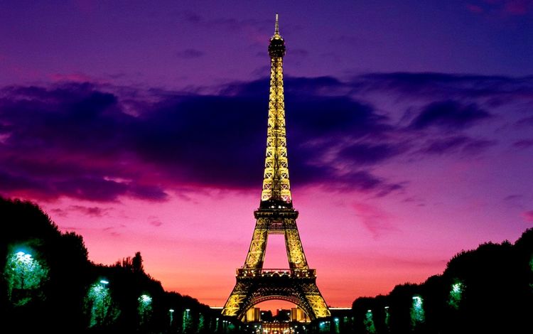 вечер, закат, париж, эйфелева башня, the evening, sunset, paris, eiffel tower