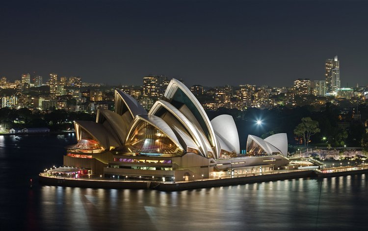 ночь, здание, сидней, австралия, опера, театр, night, the building, sydney, australia, opera, theatre