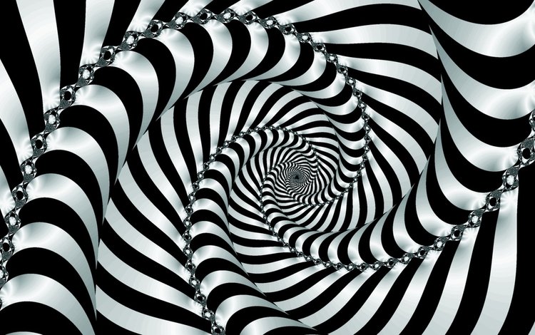 полосы, абстракция, чёрно-белое, графика, завитки, спираль, 3д, иллюзия, strip, abstraction, black and white, graphics, curls, spiral, 3d, illusion