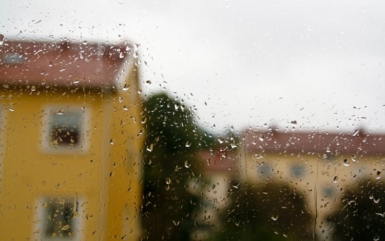 капли, дома, дождь, окно, drops, home, rain, window