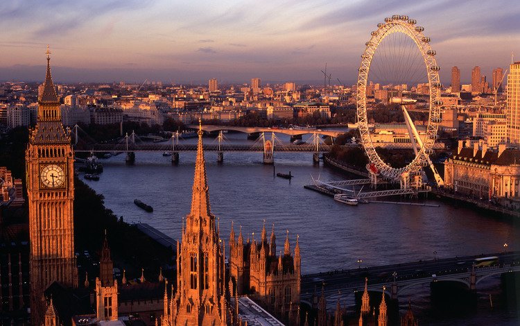 река, закат, лондон, город, англия, river, sunset, london, the city, england