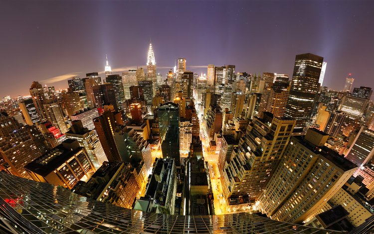 ночь, вид, нью-йорк, манхеттен, night, view, new york, manhattan