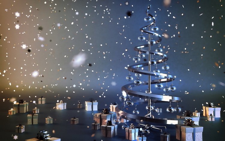 огни, ель, новый год, рождество, елка, сталь, шары, коробки, украшения, звезды, подарки, креатив, lights, spruce, new year, christmas, tree, steel, balls, box, decoration, stars, gifts, creative
