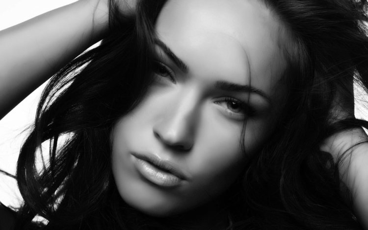 чёрно-белое, меган фокс, красивая, black and white, megan fox, beautiful