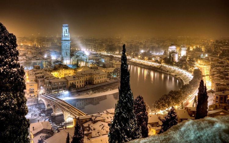 вечер, снег, зима, город, the evening, snow, winter, the city