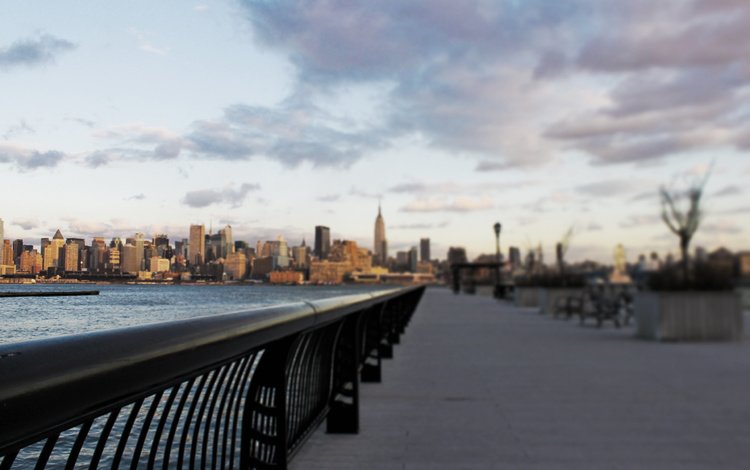 вода, нью-йорк, вечер, красиво, закат, вид, город, небоскребы, залив, набережная, water, new york, the evening, beautiful, sunset, view, the city, skyscrapers, bay, promenade