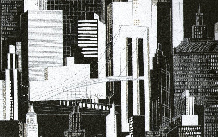 чёрно-белое, графика, дома, нью-йорк, black and white, graphics, home, new york