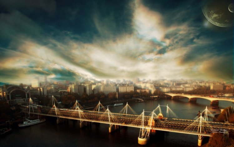 река, мост, лондон, river, bridge, london
