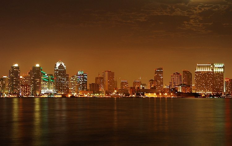 небоскребы, сша, калифорния, вид на ночной город, сан-диего, skyscrapers, usa, ca, the view of the city at night, san diego