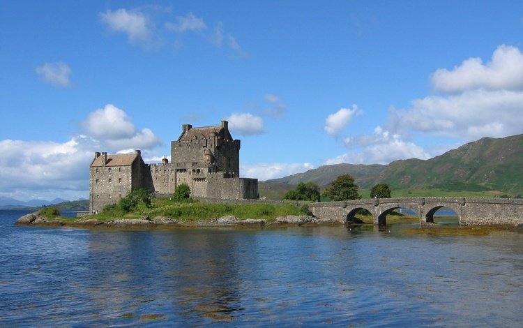 небо, вода, шотландия, эйлин донан замок, the sky, water, scotland, eileen donan castle