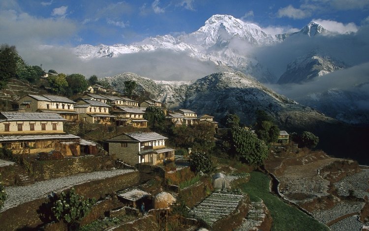 гора, дома, аннапурна, гималаи, непал, mountain, home, annapurna, the himalayas, nepal