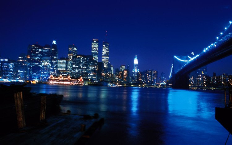 нью-йорк, башни близнецы, огни города, башни-близнецы, new york, the twin towers