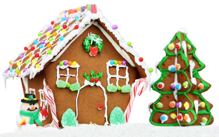 новогодние игрушки, новый год, пряничный домик, елка, шары, снеговик, дом, праздник, рождество, торт, christmas toys, new year, gingerbread house, tree, balls, snowman, house, holiday, christmas, cake